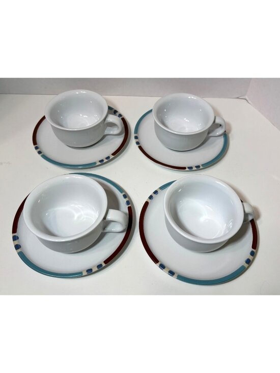 Dansk Other - Dansk Mesa White Sand Japan Set of 4 Coffee Tea Cups & Saucers